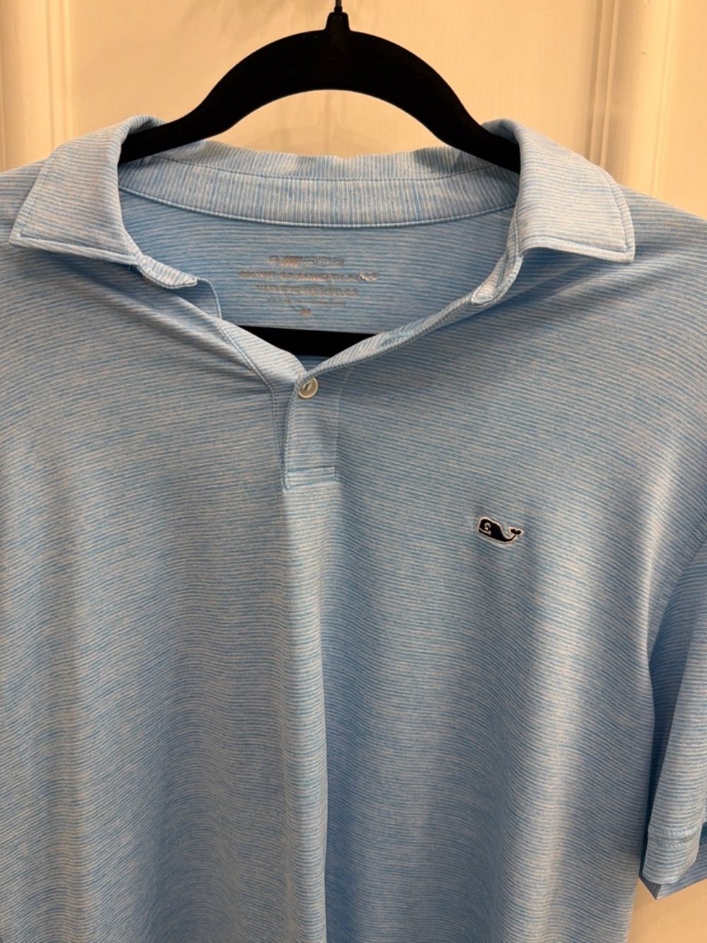 Vineyard Vines Heathered Light Blue Polo with Whale Logo